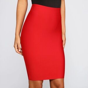 Elegant Red Pencil Skirt